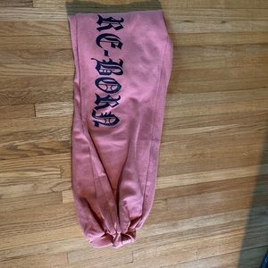 Pink cropped sweater and joggers